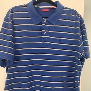 Izod Mens Polo XXL Striped Blue